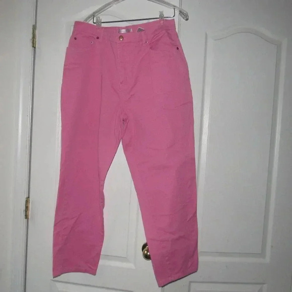 Vintage BILL BLASS Jeanswear Easy Fit Pink Jeans Size 16 Petite - Picture 1 of 5